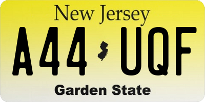 NJ license plate A44UQF