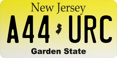 NJ license plate A44URC
