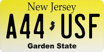 NJ license plate A44USF