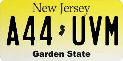 NJ license plate A44UVM