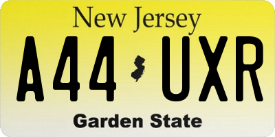 NJ license plate A44UXR