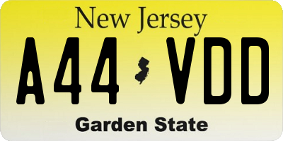 NJ license plate A44VDD