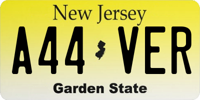 NJ license plate A44VER