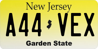NJ license plate A44VEX