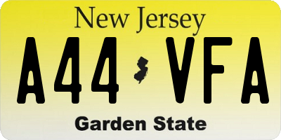 NJ license plate A44VFA