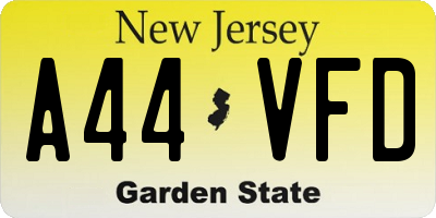 NJ license plate A44VFD
