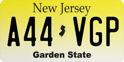 NJ license plate A44VGP