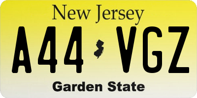 NJ license plate A44VGZ