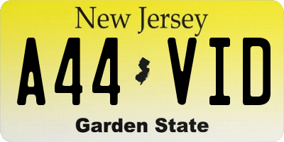 NJ license plate A44VID