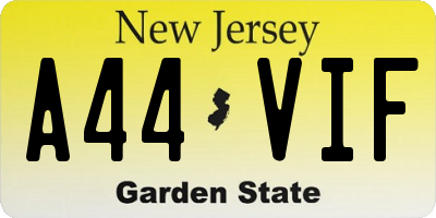 NJ license plate A44VIF