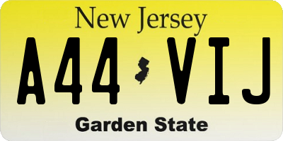 NJ license plate A44VIJ