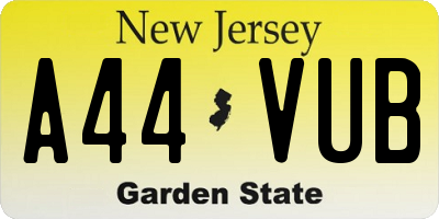NJ license plate A44VUB