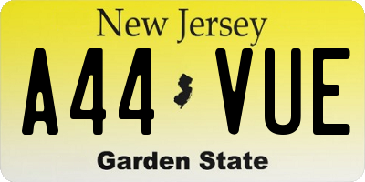 NJ license plate A44VUE
