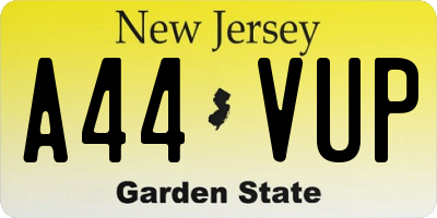 NJ license plate A44VUP