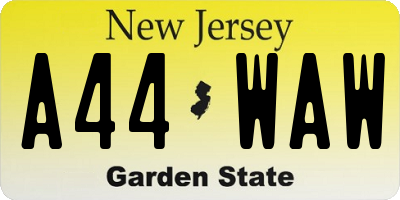NJ license plate A44WAW