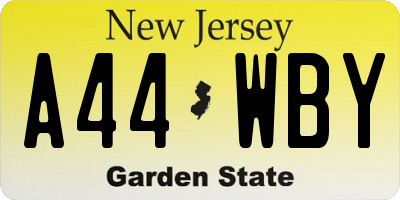 NJ license plate A44WBY