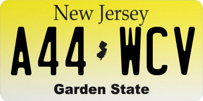 NJ license plate A44WCV