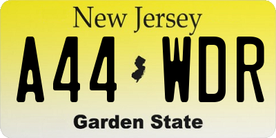 NJ license plate A44WDR