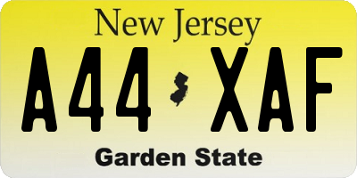 NJ license plate A44XAF