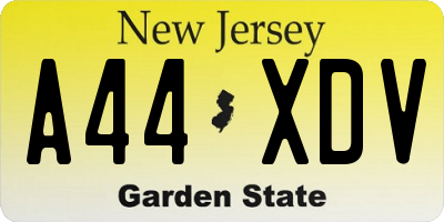 NJ license plate A44XDV