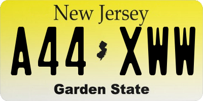 NJ license plate A44XWW