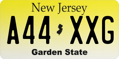 NJ license plate A44XXG