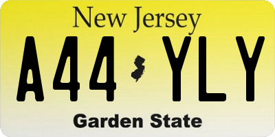 NJ license plate A44YLY