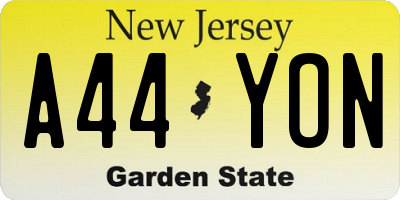 NJ license plate A44YON