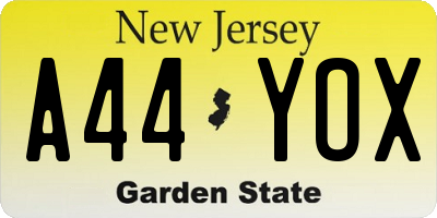 NJ license plate A44YOX