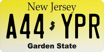 NJ license plate A44YPR