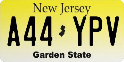 NJ license plate A44YPV