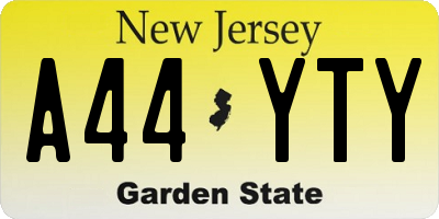 NJ license plate A44YTY