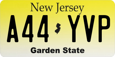 NJ license plate A44YVP