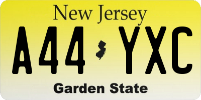 NJ license plate A44YXC