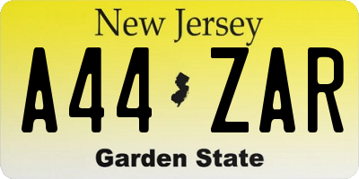 NJ license plate A44ZAR