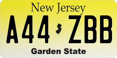 NJ license plate A44ZBB