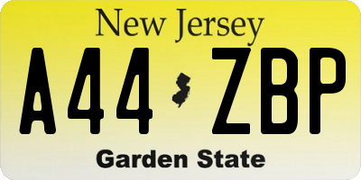 NJ license plate A44ZBP