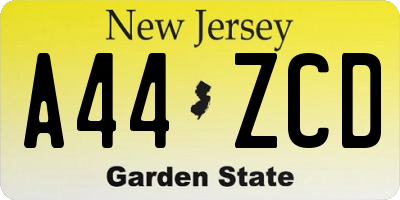 NJ license plate A44ZCD