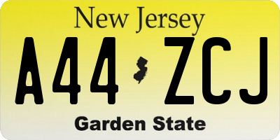 NJ license plate A44ZCJ