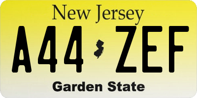 NJ license plate A44ZEF