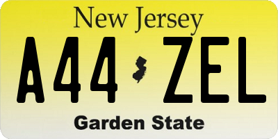 NJ license plate A44ZEL