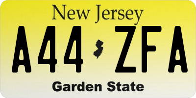 NJ license plate A44ZFA