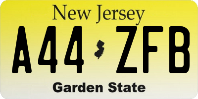 NJ license plate A44ZFB