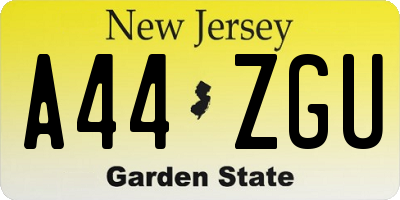 NJ license plate A44ZGU