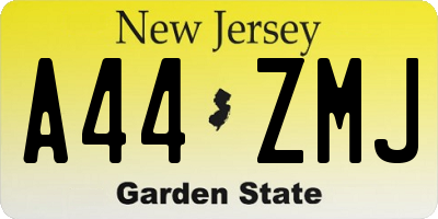 NJ license plate A44ZMJ