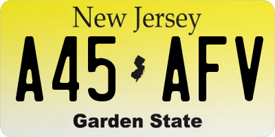 NJ license plate A45AFV