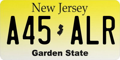 NJ license plate A45ALR
