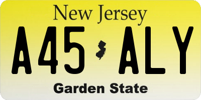 NJ license plate A45ALY