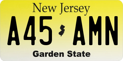 NJ license plate A45AMN