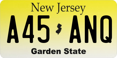 NJ license plate A45ANQ
